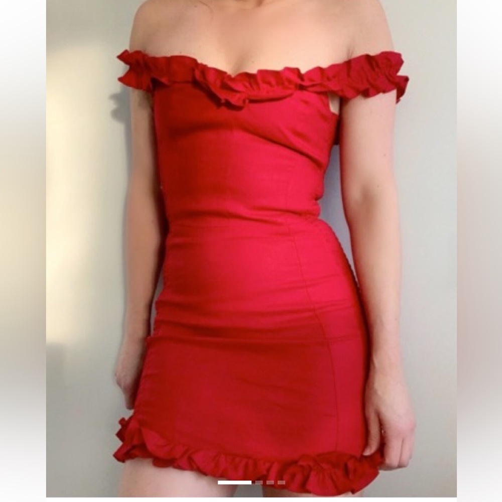 NWOT Reformation Bonita Mini Dress Size 10 In Cherry Red 100% Linen